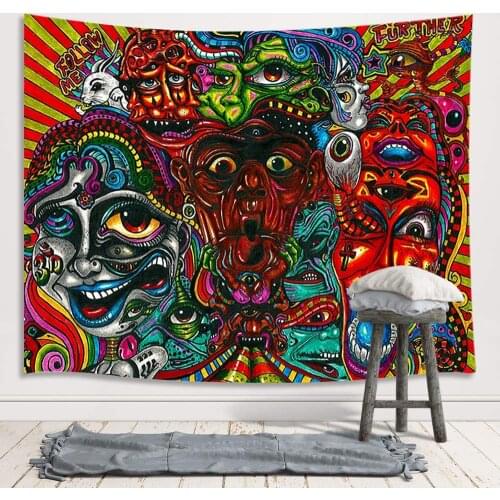 Abstract Trippy Arabesque Retro Mysterious Pattern Upgrade Tapestries Wall Hanging for Bedroom College Dorm