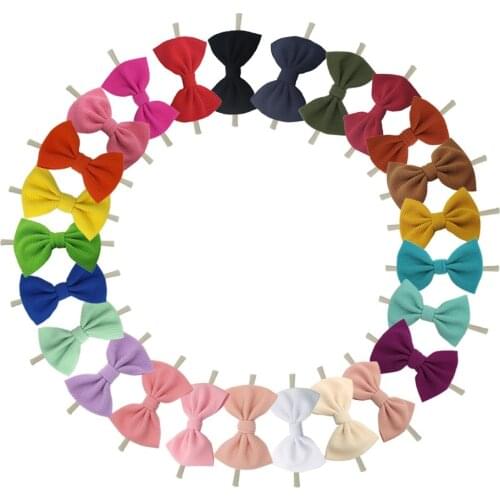 Nylon Solid Bow Headbands For Toddler Light High Elastic Baby Hair Accessories Headwraps Bandeau