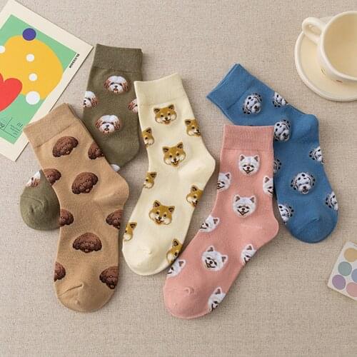 Cartoon Animal Cat Dog Kawaii Mid-tube Cute Socks Female Cotton Comfortable Couple Street Women Men Funny Short Casual Creative