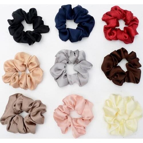 New arrival Fashion women solid Hair bands ladys cute silky hair scrunchies girls hair Tie Accessories Ponytail Holder