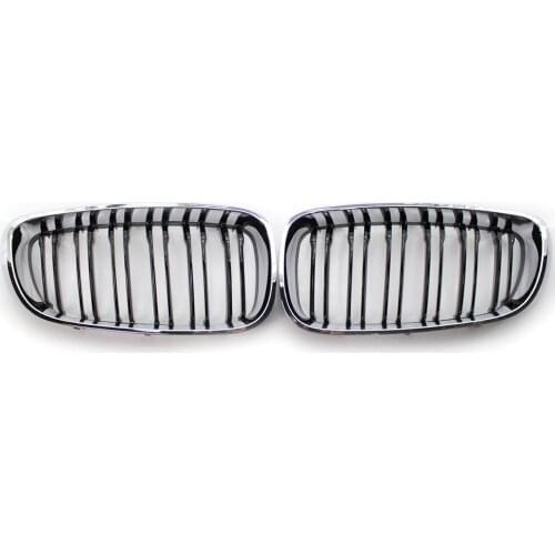 Fit For BMW F34 GT 2014-2017 Chrome Frame & Gloss Black Slat Double Line Front Grille