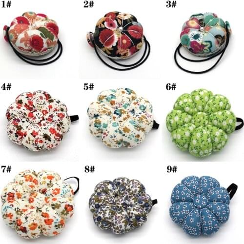 Pumpkin Style Pin Cushion Pillow Needles Holder Sewing Craft Wrist Strap