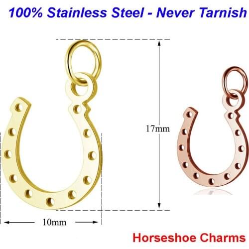 5pcs/lot 316L Stainless Steel Horseshoe Charms 100% Steel Lucky Symbol diy Handmade Jewelry Finding supplies Charm Pendant