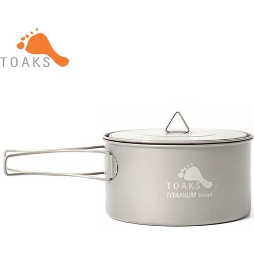 TOAKS POT-900-D130 Pure Titanium Camping Cookware Outdoor Pots, Can be Used As a Cups, Bowls and Pans 900ml 104g