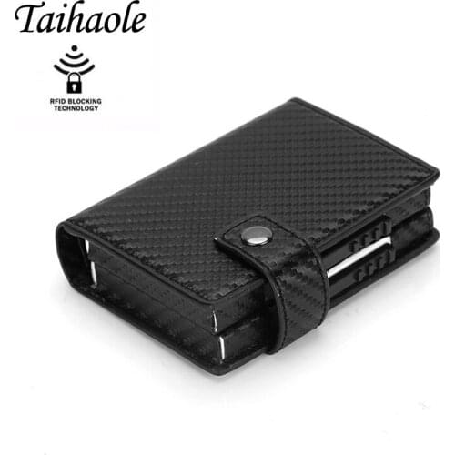 Rfid Credit Card Holder Case Aluminum Business id Cards Wallet Fashion Card Holder Metal Leather visit Pocket