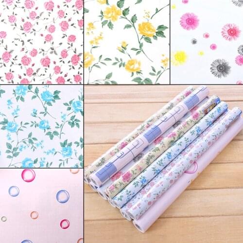 Floral Flower Self Adhesive Wallpaper Vinyl Murals Peel and Stick Wall Papers for Walls Drawer Furniture Home Decor 45cmx2m
