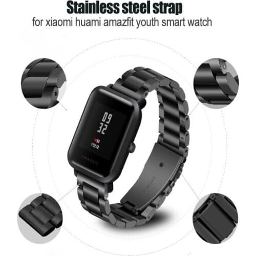 20MM Replacement Metal Strap For Xiaomi Huami Amazfit Bip BIT PACE Lite Youth Smart Watch Belt Wearable Wrist Bracelet Watchband