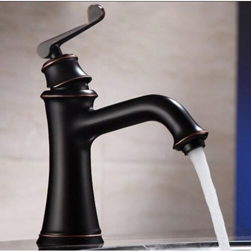 LIUYUE Basin Faucets Elegant Sink Mixer Tap Single Handle Single Hole Faucet Deck Mounted Bathroom Brass Water Crane