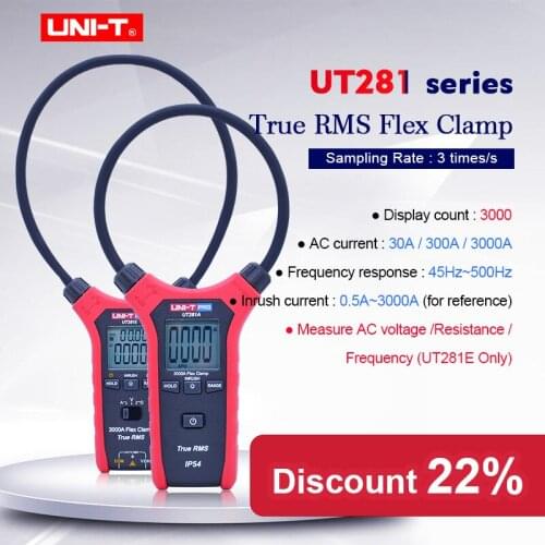 Digital Flex Clamp Meter True RMS AC Clamp Voltage Current meter UNI-T UT281A/UT281C/UT281E Multimeter Resistance Frequency test