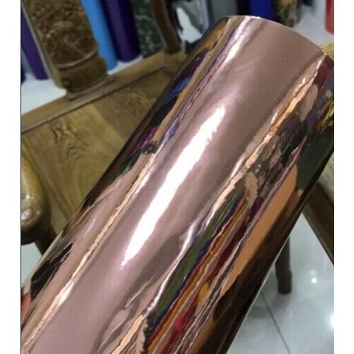 High Quality 1.52x30m Adhesive Car Wrap Sticker Rose Gold Mirror Chrome Vinyl Film