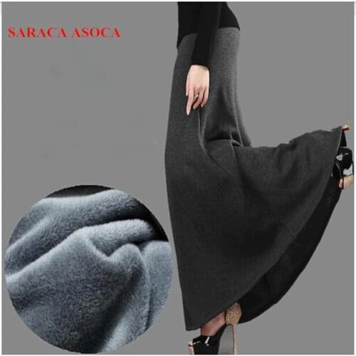 New Arrival Autumn and Winter Skirt Fashion Girls Plus Size Thick Fabric High Waist Trumpet Long Skirt Female Saia Femininas