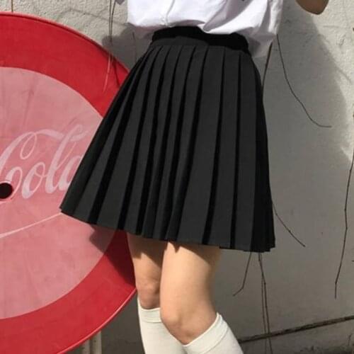 Pleated Skirts Women High Waist Plus Size Solid Streetwear Korean Preppy Style Trendy Daily Womens Skirts Big Size 3XL 4XL 5XL