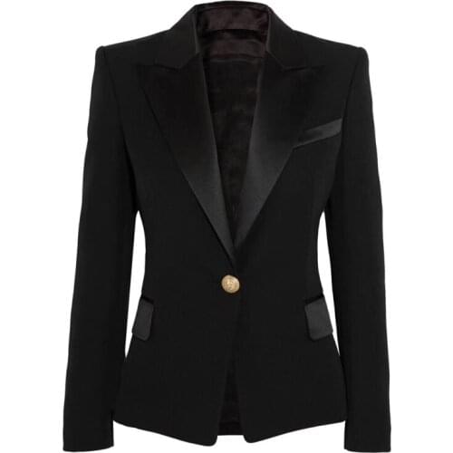 S-3XL High Quality 2021 Fashion Solid Color V-Neck One Button Slim Long Sleeve Temperament Commuter Womens Blazer