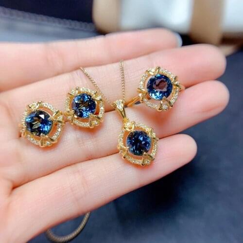 925 Sterling Silver Inlaid Topaz Stone Stylish New Womens Jewelry Set is Perfect for a Girls Wedding Anniversary Party Gift