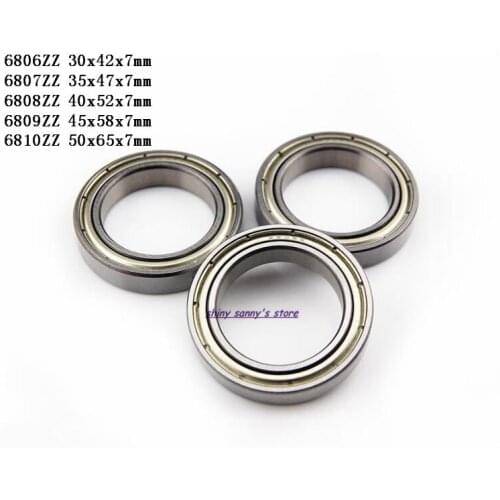1-4pcs/Lot 6806ZZ , 6807ZZ , 6808ZZ , 6809ZZ , 6810ZZ Metal Shielded Thin Wall Deep Groove Ball Bearing Brand New