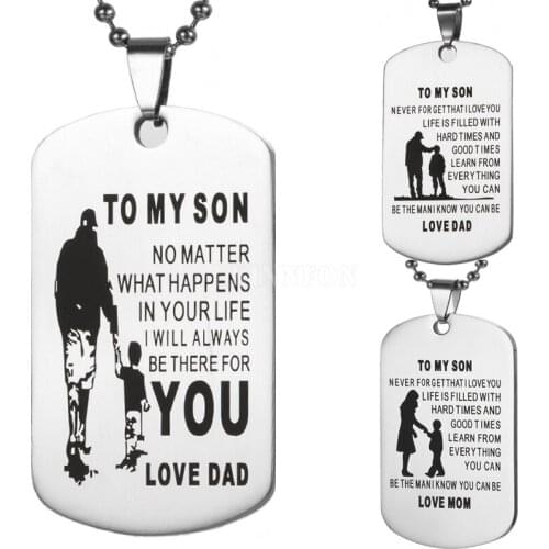100Pcs/Lot My Son Tag Dog Collar Stainless Steel Necklace To My Son Gifts