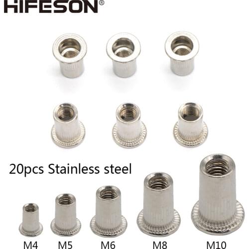 10Pcs 20Pcs M3 M4 M5 M6 M8 M10 304 Stainless Steel Rivnut Flat Head Threaded Insert Nutsert Cap Rivet Nut