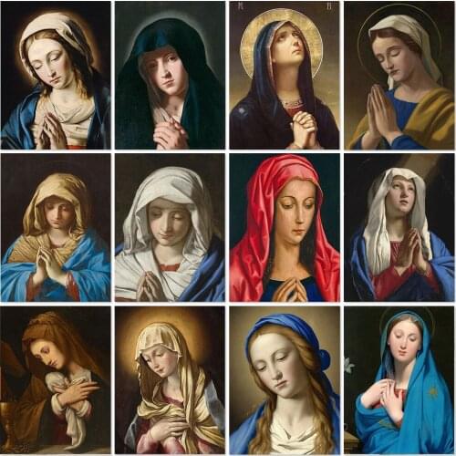 Full Diamond Embroidery Virgin Mary 5D Diy Diamond Painting Religion Mosaic Cross Stitch Kit Rhinestone Pictures Home Decoration
