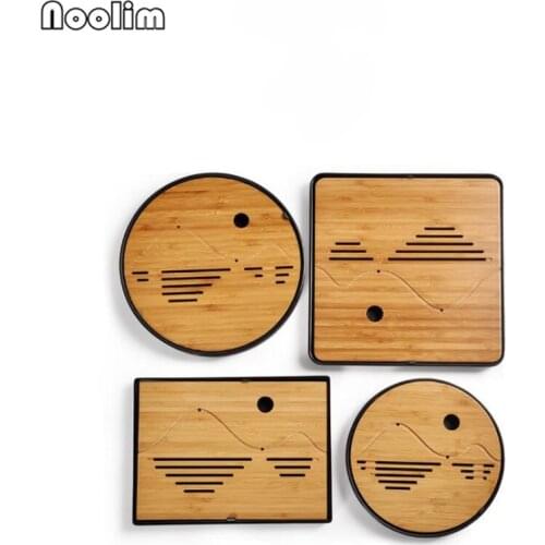 Bamboo Tea Tray With Drainage Water Storage Board Creative Restaurant Food Teacup Holder Chinese Teahouse Tools