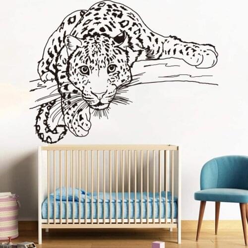 Large Leopard Tree Sleep Wall Sticker Living Room Kids Room Tiger Jungle Animal Leopard Wall Decal Bedroom Vinyl Home Decor