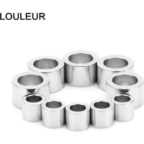 20pcs/lot Stainless Steel Tube Spacer Beads Charms Slider Big Hole Beads For Jewelry Making DIY Leather Bracelet Findings