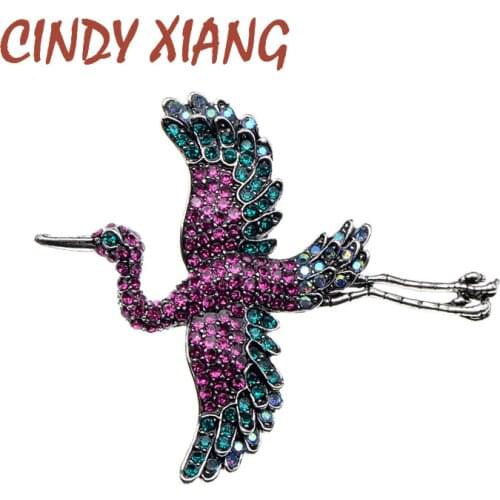 CINDY XIANG rhinestone flying large bird brooches for women 2 colors available coat pin animal design jewelry high quality