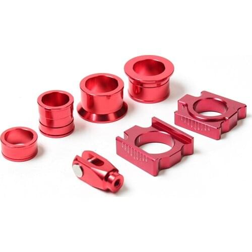CNC Aluminum Rear Chain Adjuster Axle Blocks With Wheel Busher Spacer Sleeve And Brake Clevis For CR125 CRF 250X 450R Dirt Bike