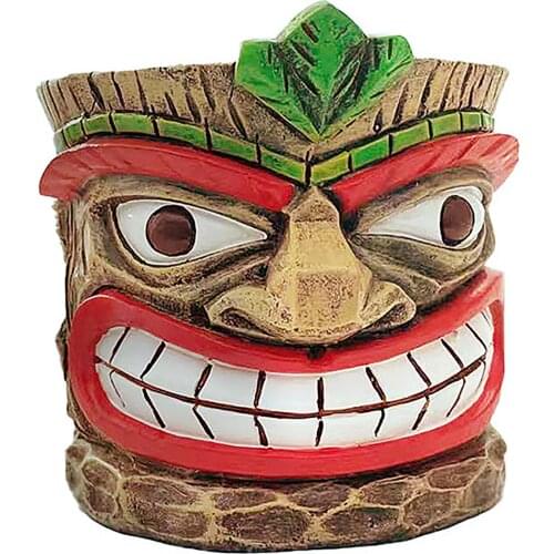 Statue retro flowerpot Tiki Head Natural Resin Flower Pot Tiki Totem Decorative Indoor Outdoor Planter Home Decoration