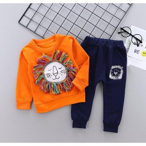 Kids Clothes autumn Baby Boys Costume Cartoon lion infantil Tracksuit Tops Pants 2PCS/set Children Boy Outfits girls Set