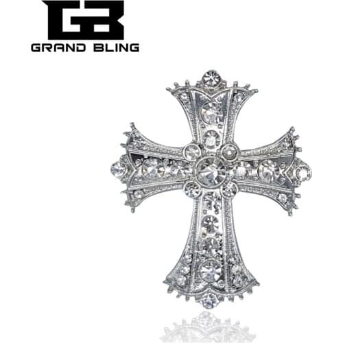Palace Style Crystal Cross Brooch Gift Christian Jesus Jewelry