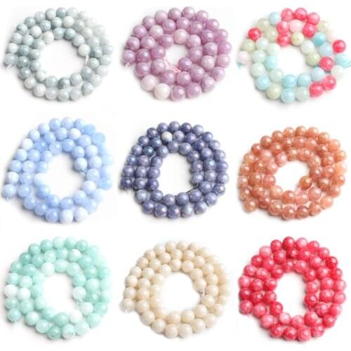 6/8/10mm Electroplating Angel Stone Angelite Imitation Beads for Jewellery Making 15 Inch DIY Bracelets for Women