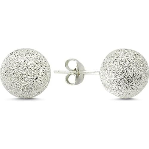 KUTAYDAN 10mm Laser Ball Earrings 925 Sterling Silver