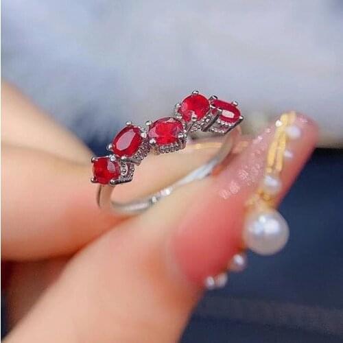 Best Selling Style Natural Pigeon Blood Ruby Ring 925 Silver Womens Ring Simple Atmosphere