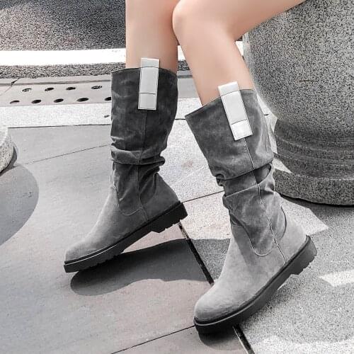 Frosted leather flat bottom riding boots large 40-43 flat bottom frosted leather high boots comfortable womens Boots