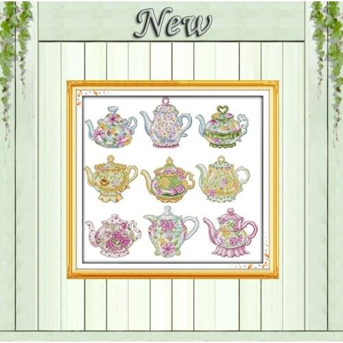 The teapot series home decor painting counted printed on canvas DMC 11CT 14CT Chinese Cross Stitch kits needlework Set embroider