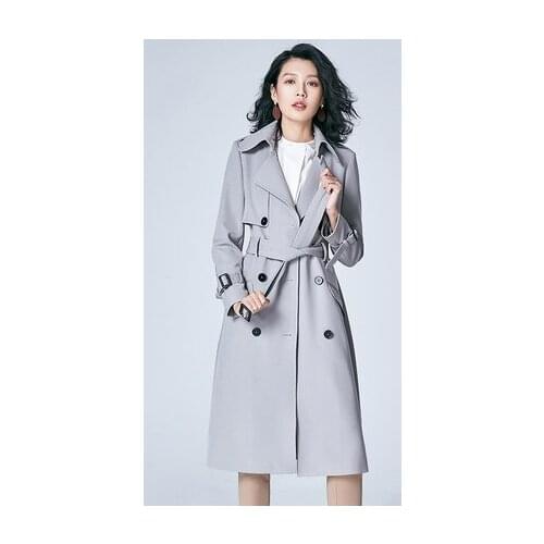 New 2020 Brand Windbreaker Women Overcoat Long Slim Double Breasted Trench Coat Female Outwear High Quality LX1406
