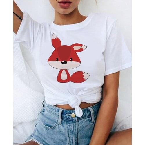 2021 New Style T Shirt Women Cartoon Fox Vintage T shirt Stylish Aesthetic Harajuku Tshirt 90S Girls T-shirt