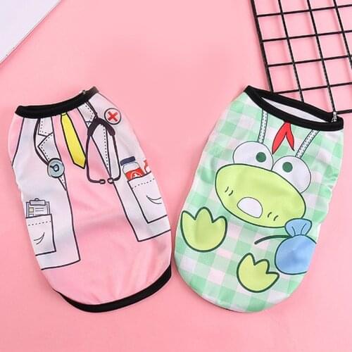 Pet Dog Clothes Cartoon Printed Vest Shirt Cute Puppy Costume Clothing For Small Dogs T-Shirt Chihuahua Kitty Doggie Outfit