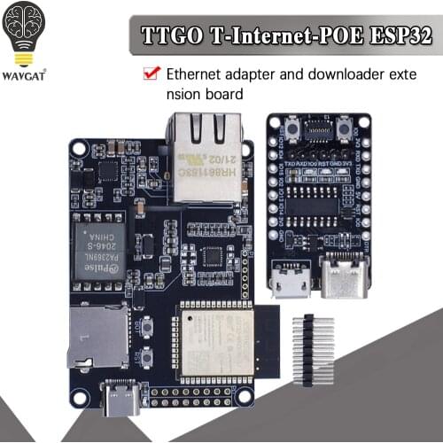 Official TTGO T-Internet-POE ESP32-WROVER-B LAN8720A Chip Ethernet Adapter And Downloader Expansion Board Programmable Hardware