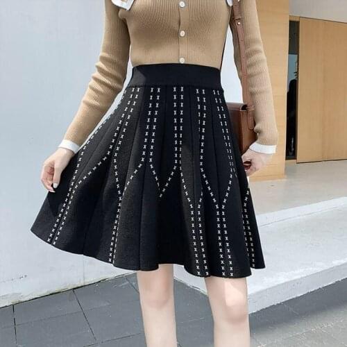 Autumn Winter Women Pleated Skirt High-waisted Woman Skirts Knitted Warm Ladies Girls Short Skirt Harajuku Female Mini Skirts