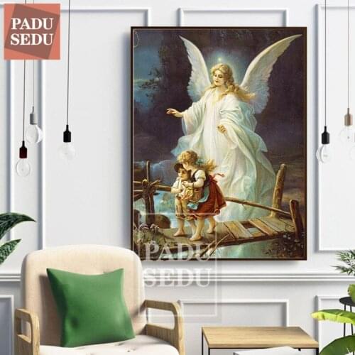 PADUSEDU DIY Diamond Painting Full Drill Square Religion Cross Stitch Diamond Embroidery Sale Angel Bead Picture Kits Wall Decor