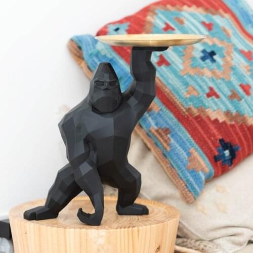 Resin Tray Gorilla Statue Storage Home Decoration Geometric Animal Ornaments Nordic Modern Style Indoor Tabletop Decor 33CM