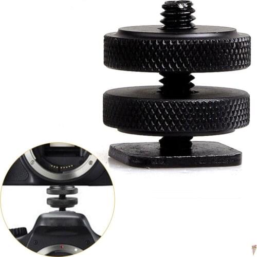 Professional 1/4" Dual Nuts Tripod Mount Screw Black To Flash Hot Shoe Adapter For Camera Studio Accessories