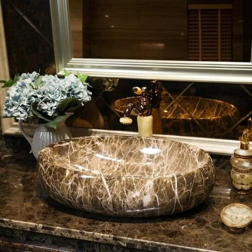 Europe Style Handmade Countertop Ceramic wash basin Bathroom Basin Bathroom Sink porcelain lavatory bowl oval