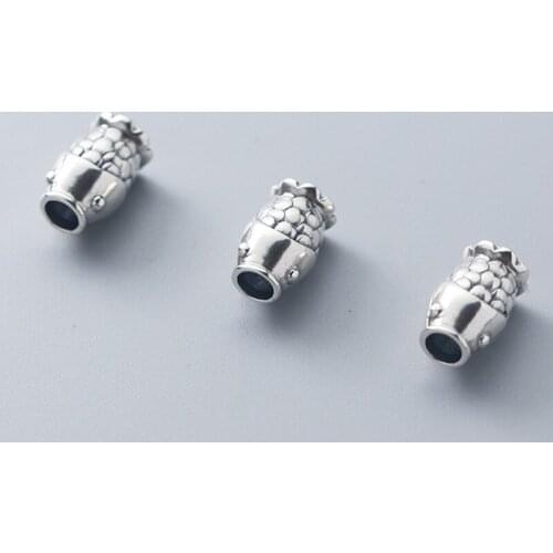 925 Sterling Silver Lovely Big Hole Fish Charm Beads Designer Handmade Bracelets S925 Silver Spacer Beads DIY Jewelry Findings