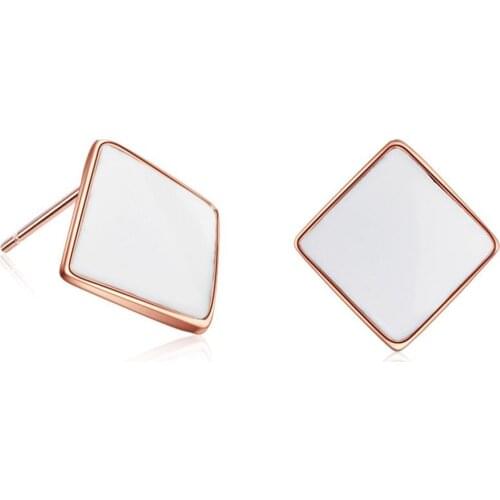 SHQIYAYI Korea Fashion Trend Stud Earrings For Women Geometric Square Accessories 925 Silver White Black 661