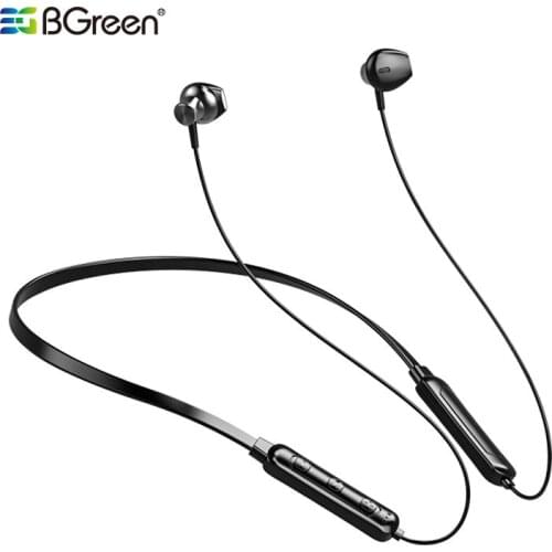 BGreen Sport Bluetooth 5.0 Earphones Wirless Stereo Soft Neck Band Headset With Magnet Fixing For Running Jogging Yoga