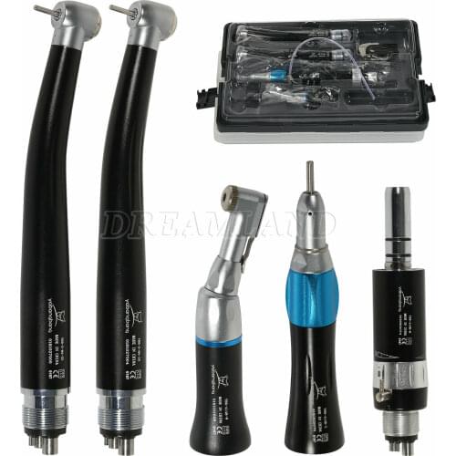 Dental High Low Speed Handpiece Contra Angle Straight Air Motor Turbine Fit NSK PANA MAX 4Holes Black Color