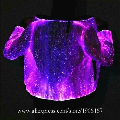 Led Luminous Fiber Optic Party Evening Jacket Colorful Led Light Up Stage Performance Dance Clothes Event Led Illuminated Wears