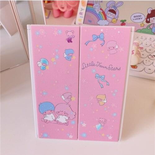Three-sided Folding Creative Magical Mirror Toy Dressing Light Make Up Mirror Portable Mirrors Gift for Children
